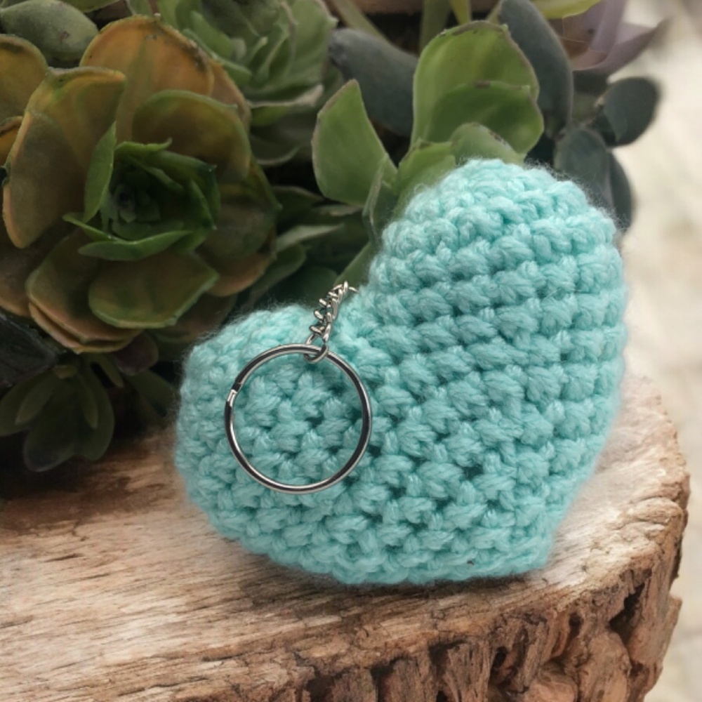Crochet Heart Keychain, Bag Accessories, Heart Bag Charm